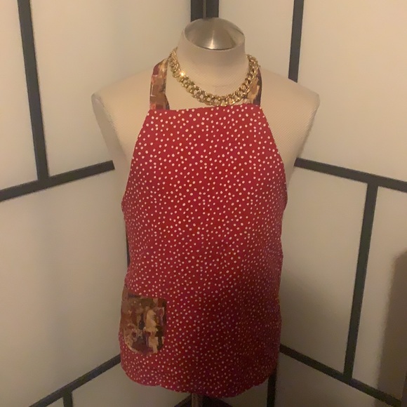 Vintage Custom Made Reversible Apron w/Pockets Artsy Stylish Wine Theme One Size - Picture 6 of 9